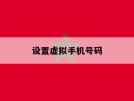 设置虚拟手机号码