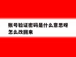 账号验证密码是什么意思呀怎么改回来