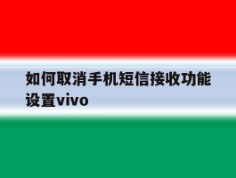 如何取消手机短信接收功能设置vivo的简单介绍