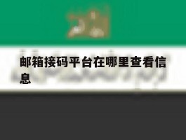 邮箱接码平台在哪里查看信息