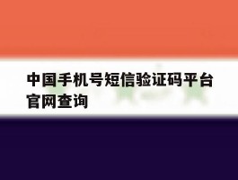 中国手机号短信验证码平台官网查询