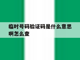 临时号码验证码是什么意思啊怎么查