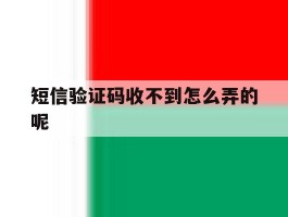 短信验证码收不到怎么弄的呢